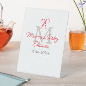 Baby shower candy cane Christmas holiday monogram  台座サイン (インサイチュ)