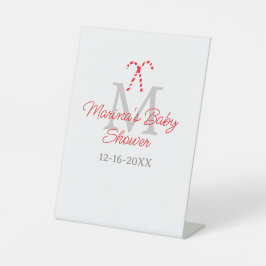 Baby shower candy cane Christmas holiday monogram  台座サイン