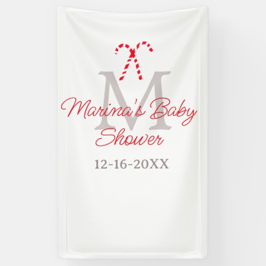 Baby shower candy cane Christmas holiday monogram  横断幕 (縦)