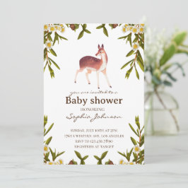 Baby Shower Card, Woodland Baby Shower Card, Gende 招待状