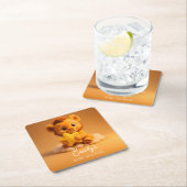 Baby Shower Coaster – Little Lion & Star スクエアペーパーコースター (インサイチュ)