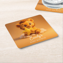 Baby Shower Coaster – Little Lion & Star スクエアペーパーコースター