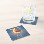 Baby Shower Coaster – Teddy Bear on the Moon スクエアペーパーコースター (インサイチュ)