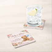 Baby Shower Coasters | Baby in Bloom Bear スクエアペーパーコースター (インサイチュ)