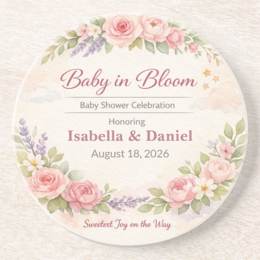 Baby Shower Coasters | Teddy Bear | Baby in Bloom コースター (正面)