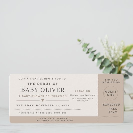 Baby Shower Concert Ticket Invitation (スタンド正面)