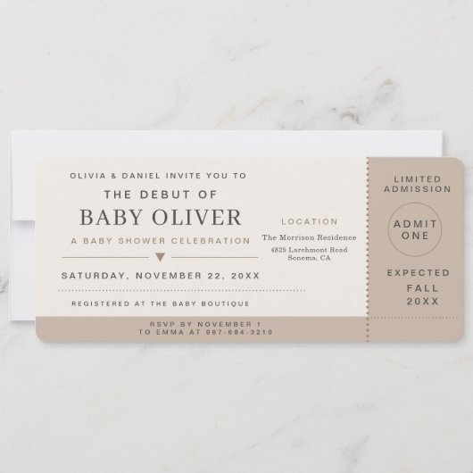 Baby Shower Concert Ticket Invitation (正面)