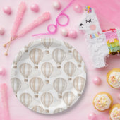Baby Shower Cream Hot Air Balloons Gender Neutral ペーパープレート (パーティー)