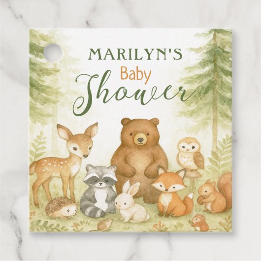 Baby Shower Cute Baby Animals フェイバータグ (正面)
