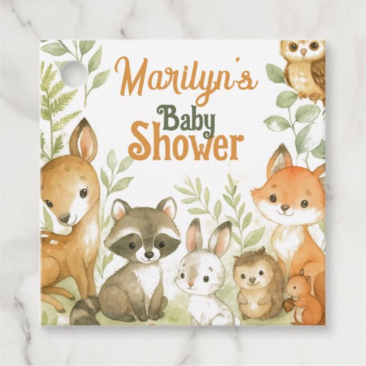 Baby Shower Cute Baby Animals フェイバータグ (正面)