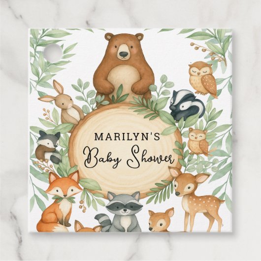 Baby Shower Cute Baby Animals フェイバータグ (正面)