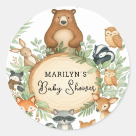Baby Shower Cute Baby Animals ラウンドシール