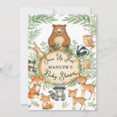 Baby Shower Cute Baby Woodland Animals 招待状 (正面)