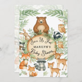 Baby Shower Cute Baby Woodland Animals 招待状 (正面/裏面)