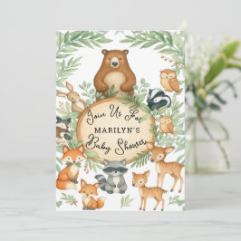 Baby Shower Cute Baby Woodland Animals 招待状