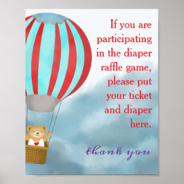 Baby Shower Cute Cub Diaper Raffle Sign ポスター