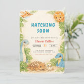 Baby Shower Cute Dinosaur Hatching Soon 招待状 (スタンド正面)