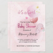 BABY SHOWER CUTE HIPO. FOR BABY GIRL 招待状 (正面/裏面)