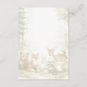 Baby Shower Cute Woodland Baby Animals エンクロージャーカード (裏面)