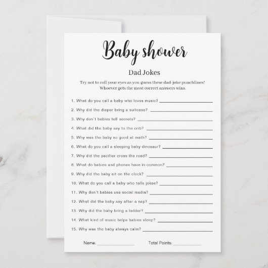 Baby Shower Dad Jokes Game Printable,  招待状 (正面)