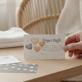 Baby Shower Diaper Raffle Card - Boho Heart エンクロージャーカード