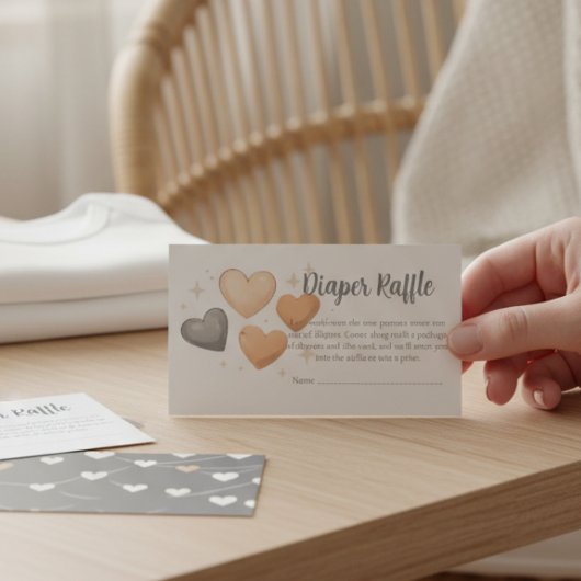 Baby Shower Diaper Raffle Card - Boho Heart エンクロージャーカード