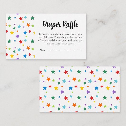 Baby Shower Diaper Raffle Card–Bright Stars エンクロージャーカード (正面/裏面)