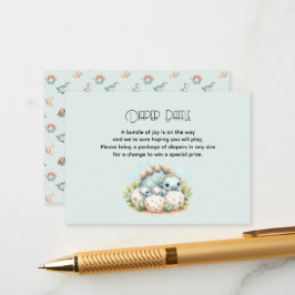 Baby Shower Diaper Raffle Card Dinosaur Dino Mite エンクロージャーカード