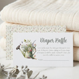 Baby Shower Diaper Raffle Card - Rustic Floral エンクロージャーカード