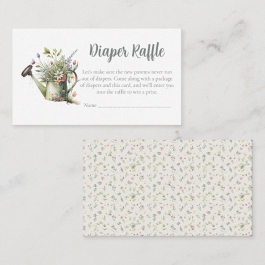 Baby Shower Diaper Raffle Card - Rustic Floral エンクロージャーカード (正面/裏面)