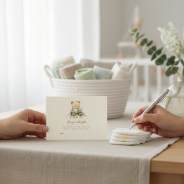Baby Shower Diaper Raffle Card with Teddy Bear エンクロージャーカード