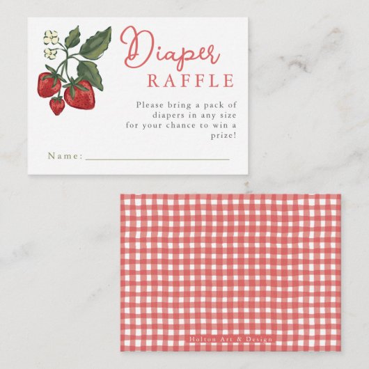 Baby Shower Diaper Raffle Ticket Berry Theme エンクロージャーカード (正面/裏面)