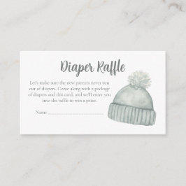 Baby Shower Diaper Raffle - Winter Blue Beanie エンクロージャーカード