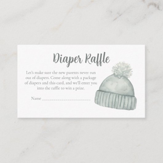 Baby Shower Diaper Raffle - Winter Blue Beanie エンクロージャーカード (正面)