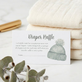 Baby Shower Diaper Raffle - Winter Blue Beanie エンクロージャーカード