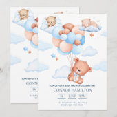 Baby Shower Dreamy Clouds Aesthetic 招待状 (正面/裏面)
