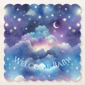 Baby Shower Drink Coaster – Celestial Dreamscape ペーパーコースター (正面)