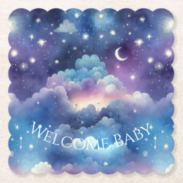 Baby Shower Drink Coaster – Celestial Dreamscape ペーパーコースター
