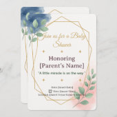 Baby Shower Elegant Watercolor  with Gold 招待状 (正面/裏面)