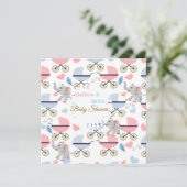 Baby Shower Elephant Baby StrollerCard Invitation  招待状 (スタンド正面)