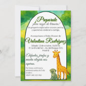 Baby Shower estilo Safari Editable jirafa mono 招待状 (正面)