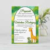 Baby Shower estilo Safari Editable jirafa mono 招待状 (スタンド正面)