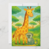 Baby Shower estilo Safari Editable jirafa mono 招待状 (裏面)