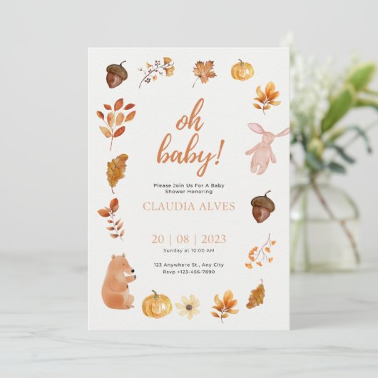 Baby Shower Fall Aesthetic Invitation 招待状 (スタンド正面)
