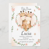 Baby shower Familia Jirafas 招待状 (正面/裏面)