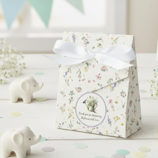 Baby Shower Favor Box - Rustic Floral Thank You フェイバーボックス