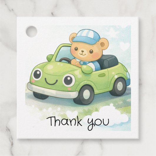Baby Shower Favor Tag Car Themed フェイバータグ (正面)