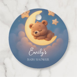 Baby Shower Favor Tag - Teddy Bear on the Moon フェイバータグ