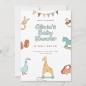 Baby Shower Floral Elegant Invitation Design 招待状 (正面)