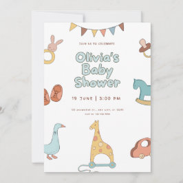Baby Shower Floral Elegant Invitation Design 招待状